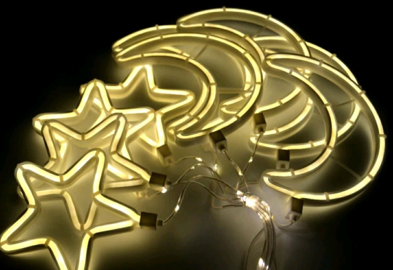 124620520 Гирлянда Xmas Copper curtain ball lamp 9WW-1 Тёплый белый Луна 5 Звезда 4 3M*0.7M — изображение 2