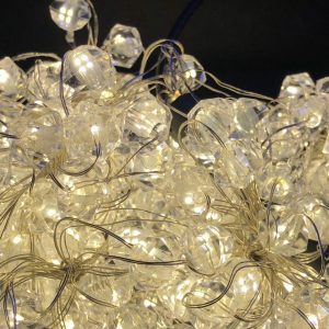 Штора-гірлянда на Мідному дроті Скло камінь 200 LED 2 на 2 м. тепло-біла