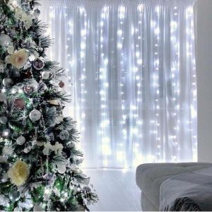 Гирлянда Штора на проволоке Капля росы 3 х 1 м 200 LED белый, теплый, синий, мультик
