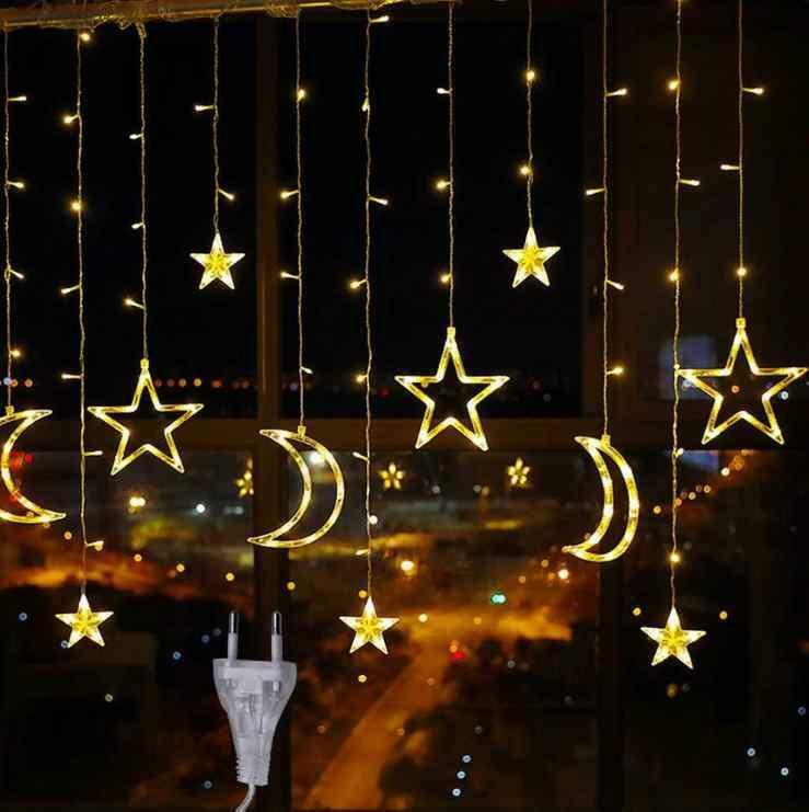 2752506273_w640_h640_girlyanda-shtora-zvezdochki Светодиодная гирлянда штора занавес Stars&Moons звезды и полумесяцы Теплый белый 9 режимов с пультом NEW — изображение 4