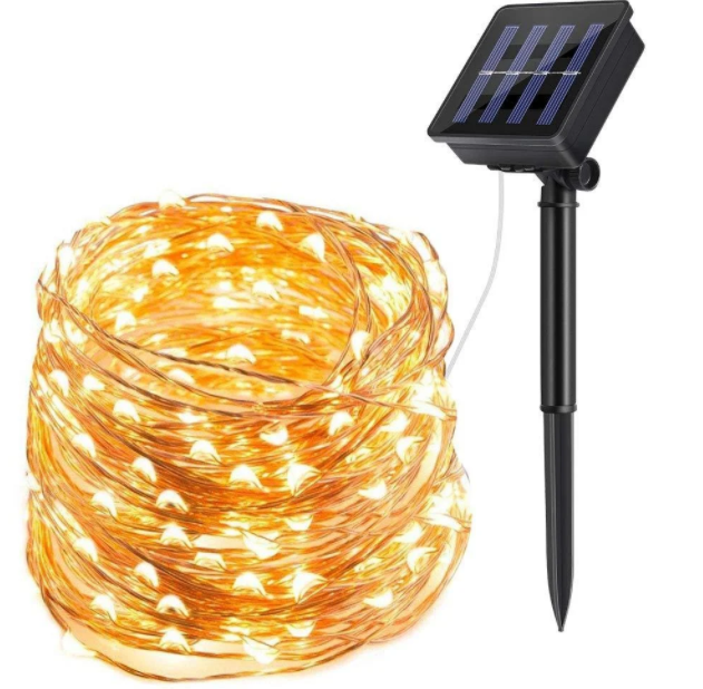 304987895 Гирлянда уличная для деревьев и веранд led капля росы solar от солнечной батареи 200 led 20 метров, желтая / Холодный Белый — изображение 4