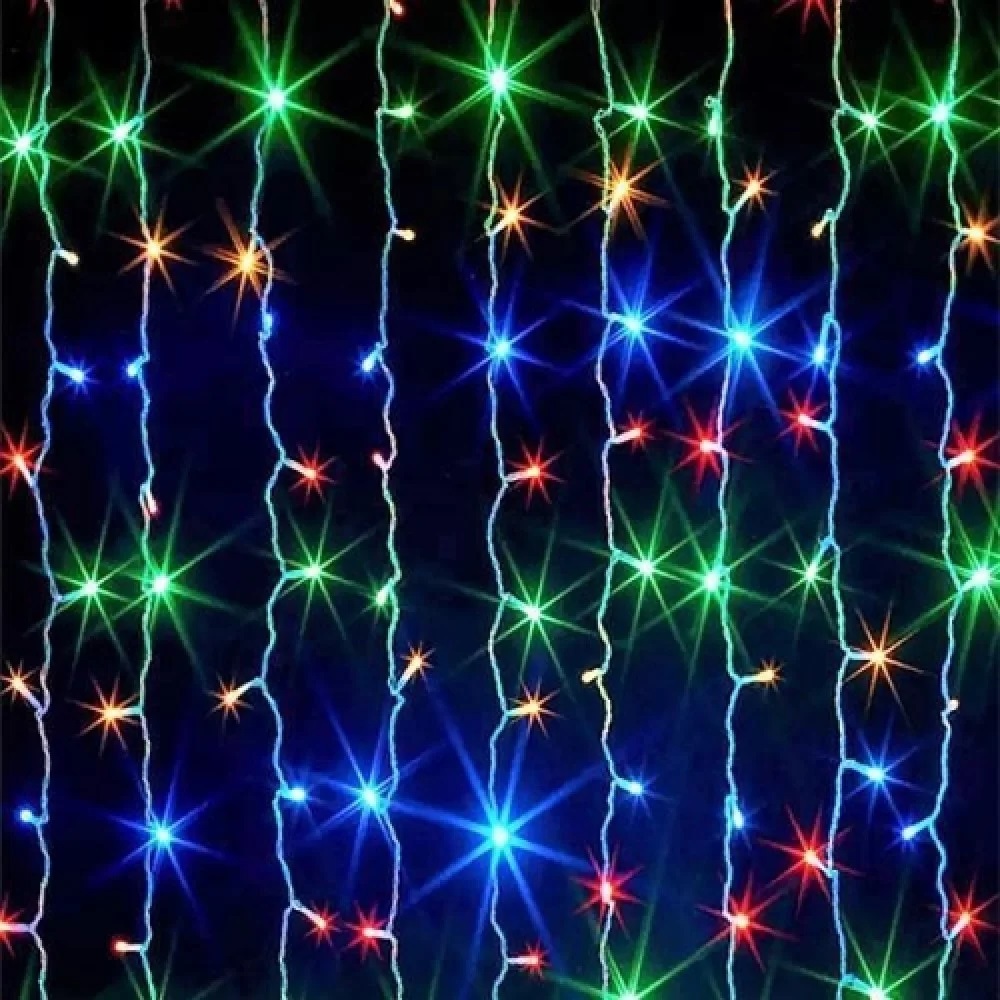 Гирлянда штора 1,5х1,5м Led 120 цвет разноцветный мультик для домашнего декора