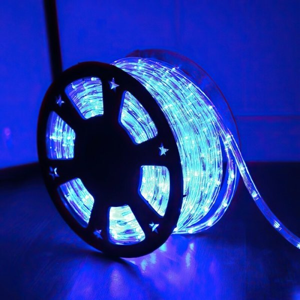 Гирлянда дюралайт 50м круглый в силиконе синего цвета 36LED/1М готовая бухта с коннектором