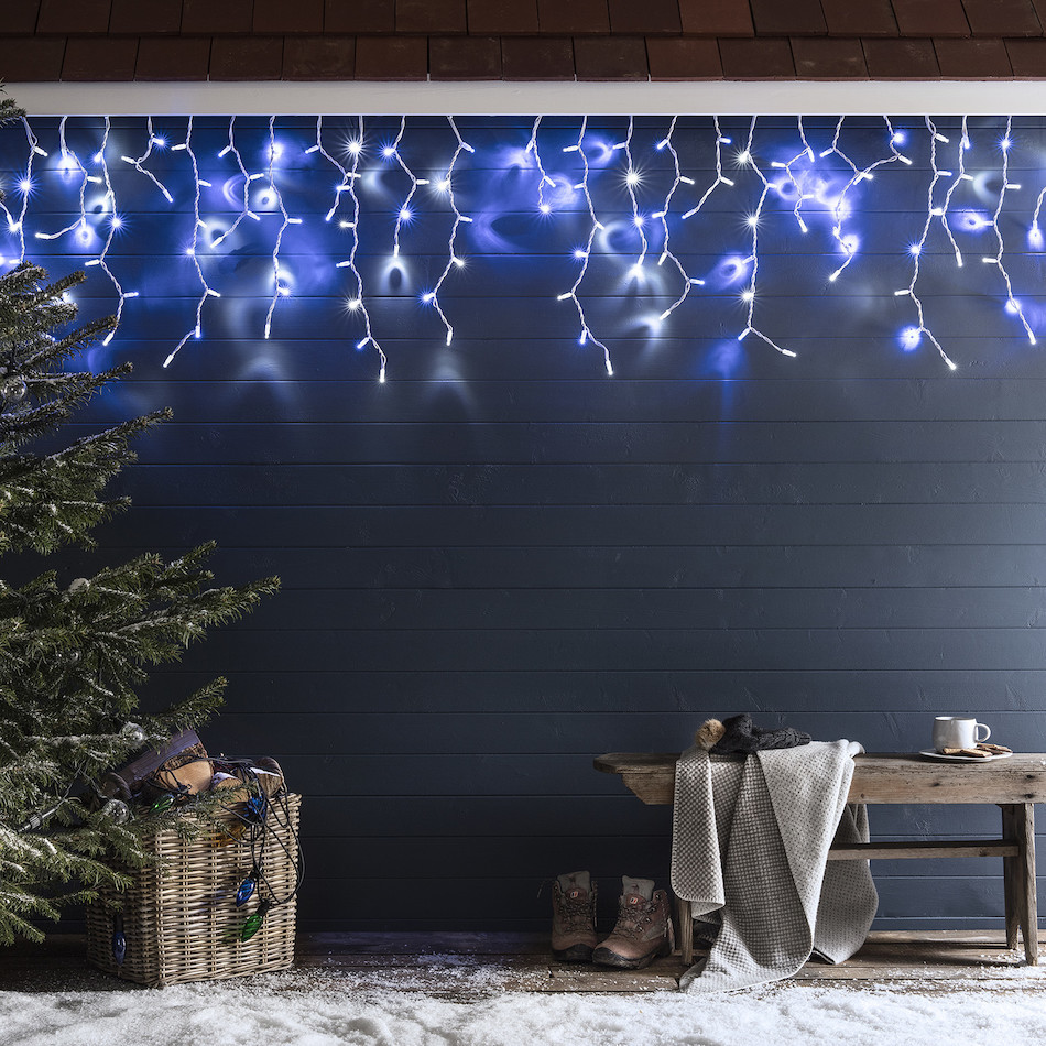 LED_гирлянда_бахрома_занавес_сталактиты Бахрома синяя 3м на 0,7м 100LED КАУЧУК — изображение 2