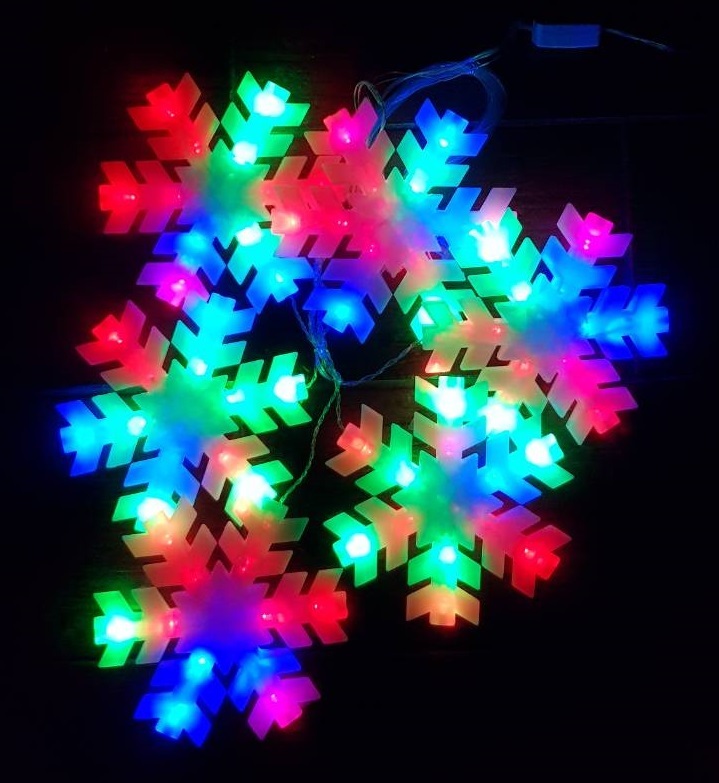 LED_гирлянда_снежинки Новогодняя гирлянда на елку снежинка LED 6 шт