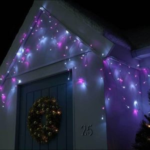 Гирлянда бахрома 3 м на 0,7 м 120 LED Сиреневая-Белая