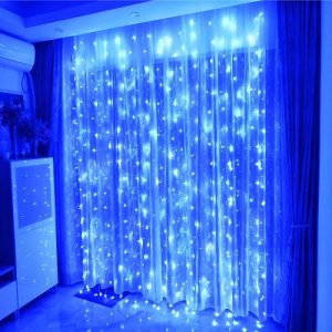 Гирлянда штора 1,5х1,5м Led 120 синий голубой цвет для домашнего декора