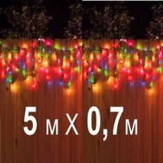 Бахрома ПВХ 5 м на 0,7 м 100 LED Разноцветная