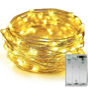 Светодиодная гирлянда нить Капля росы 10м 100led батарейки тепло-белый + 3 шт Аккумуляторы АА 1,5В 3000 mWh