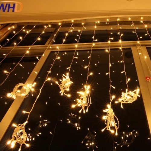 Гирлянда штора 3*3 м 480 LED густая занавеска теплый желтый цвет — изображение 2