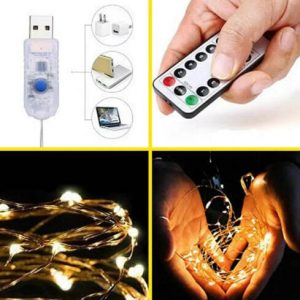 Гирлянда роса 400 led 16 линий по 2м, 8 режимов от USB + пульт, адаптер. Цвет-Теплый Белый