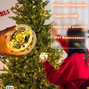 Гирлянда Капля Росы 50 м -500 Led на зеленой проволоке, IP67 от сети 220В – 8 режимов
