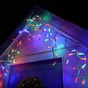 Гирлянда уличная бахрома 3 м на 0,7 м 120 LED Разноцветный на фасад здания