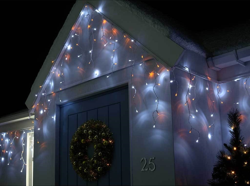 Гирлянда бахрома 3 м на 0,7 м 120 LED Красно-Белая