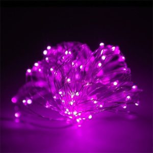 Гирлянда из тонкой проволоки роса сиреневый цвет 100 LED