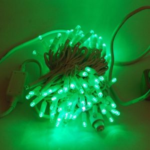 Гирлянда String (нить) 100 Led,10 метров, белый провод, цвет зеленый на дерево