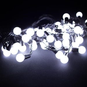 Гирлянда бахрома шарики 3 м на 0,5 м 50 LED Белые