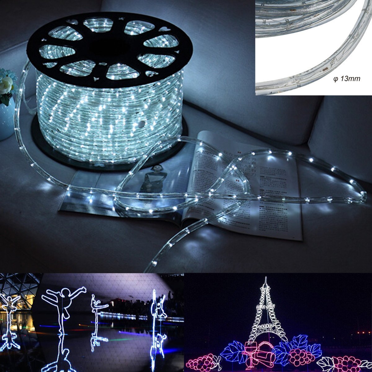 Лента_дюралайт_белая_белый_цвет_LED Дюралайт белый 100 м 2WRL двухжильный пвх трубка LED light