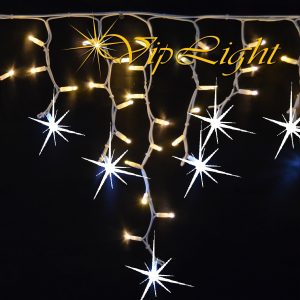 Гирлянда бахрома на белом проводе теплый белый цвет 5м 100LED flesh