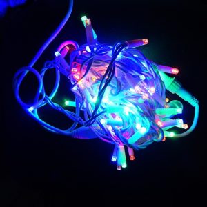 Гирлянда String (нить) 100 Led,10 метров, белый провод, цвет разноцветная на дерево