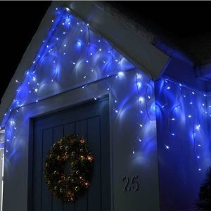 Гирлянда бахрома 3 м на 0,7 м 120 LED  Синяя-Белая
