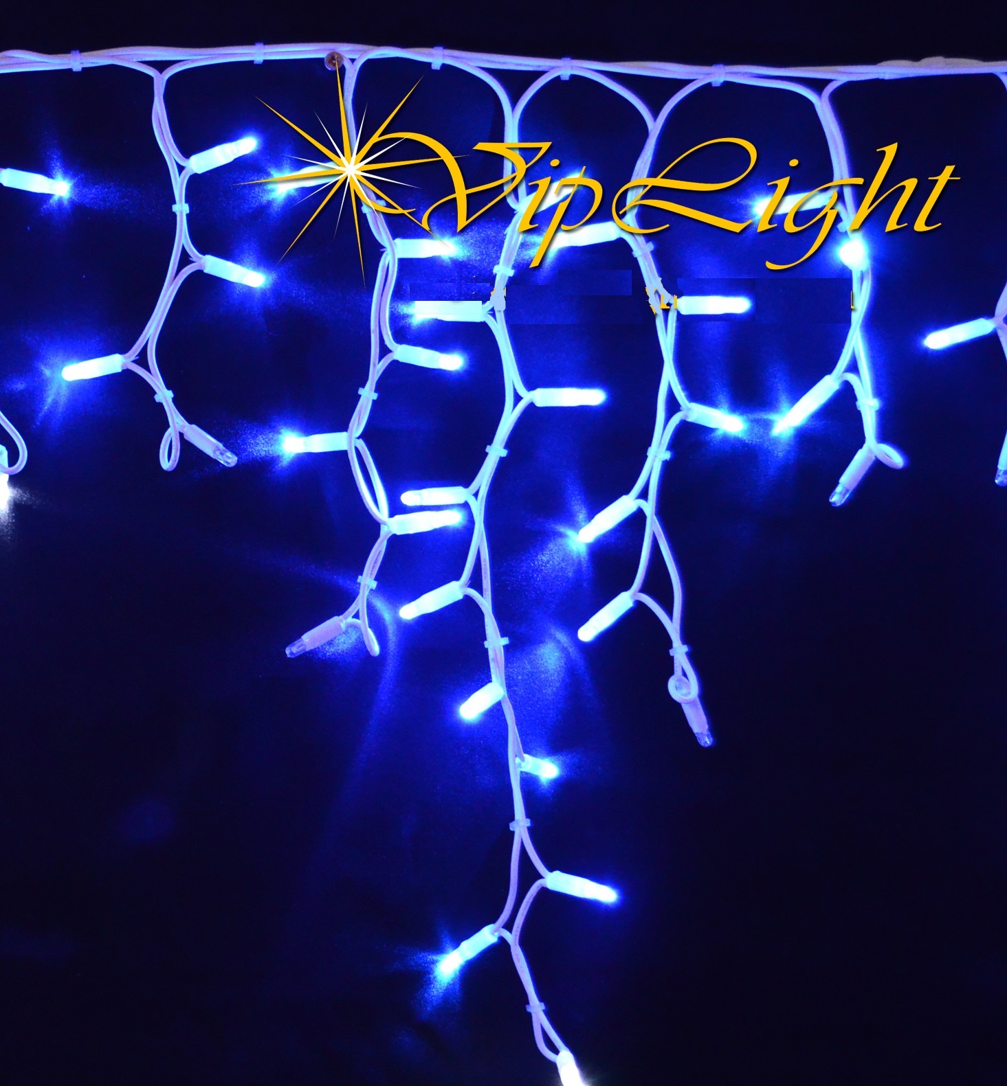 Светодиодная_бахрома_гирлянда_3_м_на_0_7_м_каучуковый_провод_LED_фасадная Бахрома с мерцанием уличная 3 м на 0,7 м 100 LED Синяя провод 3,3мм