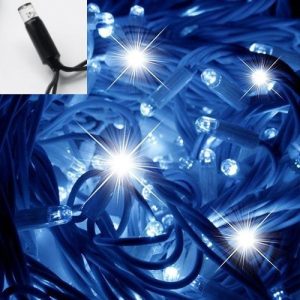 Светодиодная гирлянда нить для улицы (100LED, 10м, IP65, белый резиновый провод, мерцающая), цвет синий