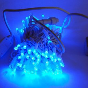 Гирлянда String (нить) 100 Led,10 метров, белый провод, цвет синий на дерево