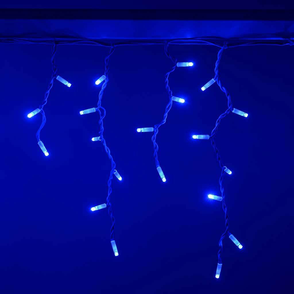 Уличная_гирлянда_бахрома_с_мерцанием_на_каучуковом_проводе_led_flesh Бахрома гирлянда на улицу 5 м на 0,7 м 100 LED с МЕРЦАНИЕМ Синяя — изображение 3