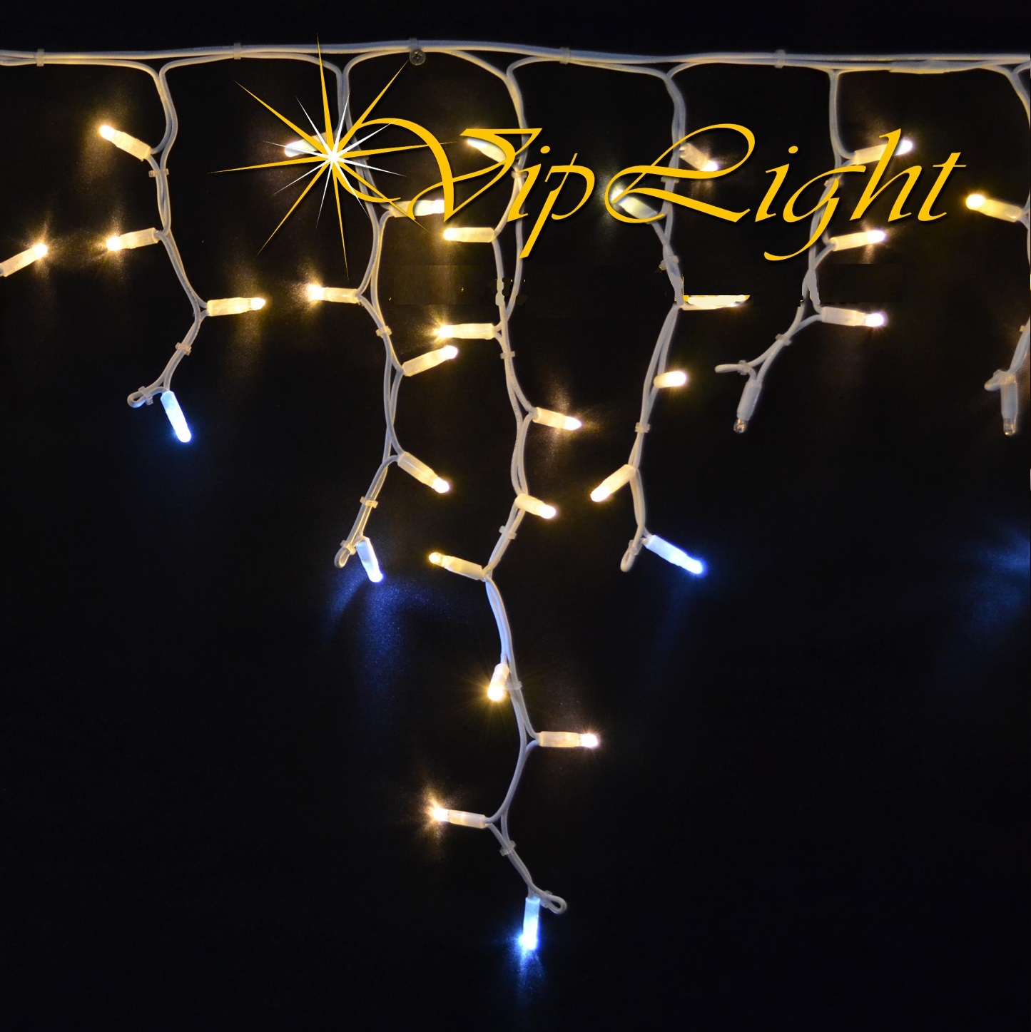 Уличная_фасадная_бахрома_3_м_на_0_7_LED_теплый_белый_цвет Бахрома гирлянда с мерцанием вспышками 3 м на 0,7 м 100 LED Теплый белый цвет