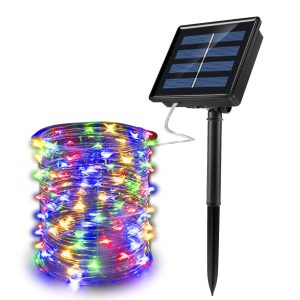 Гирлянда для деревьев уличная и веранд led капля росы solar от солнечной батареи 100 led 10 метров, мульти