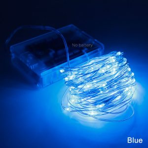 Гирлянда тонкая проволока 100 LED 10 метров синяя на батарейках