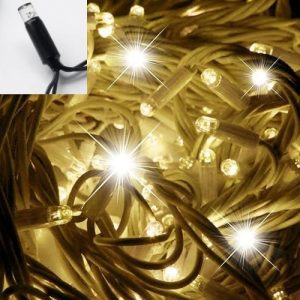 Светодиодная гирлянда нить для улицы (100LED, 10м, IP65, белый резиновый провод, мерцающая), цвет теплый белый